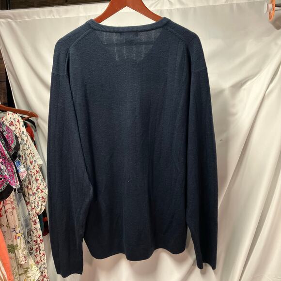 New Jantzen Men's XXL V-Neck Navy Blue Sweater Classic Business Golf Preppy Soft - Picture 3 of 12